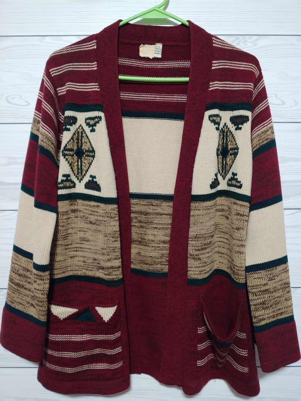 Vintage 70's Fine Quality Sweaters Cabin Core BOHO  Cardigan sz L